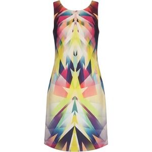Nicole Miller  Kaleidoscope Sheath Dress Size 0 Geometric Print Bodycon Artsy
